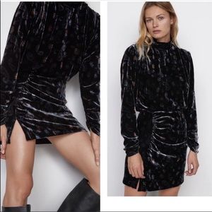 ZARA velvet patterned midi dress